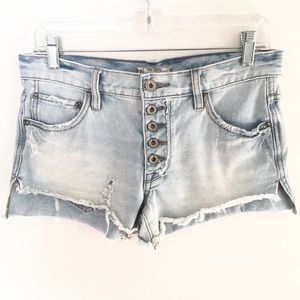 Free People Light Blue Jean Denim distressed cutoff Shorts 25 xs small